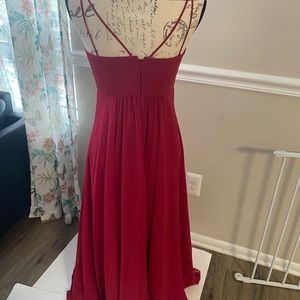 - Floor length red bridesmaid dress w/beaded waist size 6